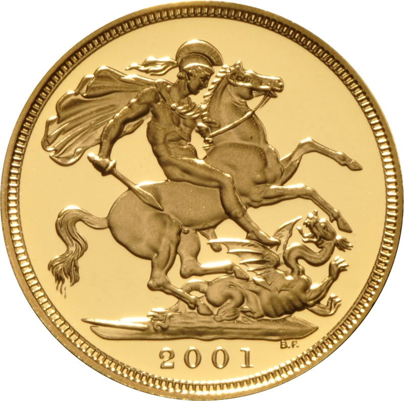2001 Proof Gold Sovereign Coin Elizabeth II Fourth Head