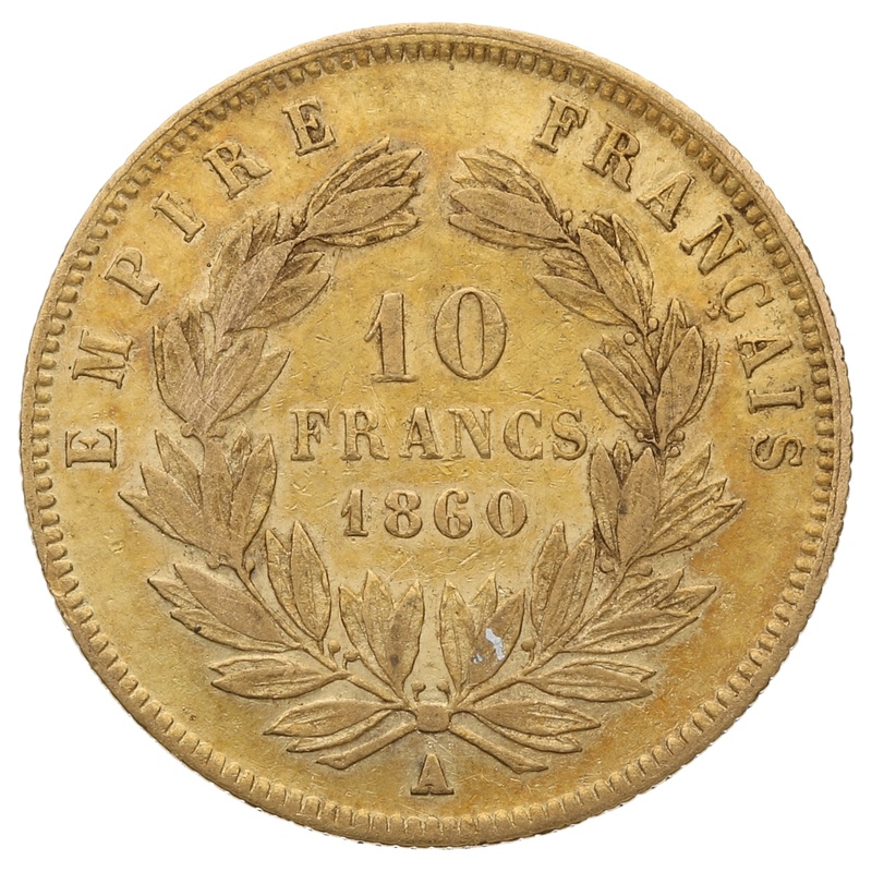 10 French Francs - Napoleon III (Bare Head) (1854 - 1860)