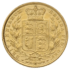 1864 gouden Sovereign munt Victoria Jong Portret Schildrug Londen