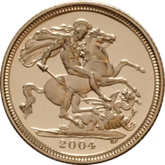2004 Gold Half Sovereign Elizabeth II Fourth Head - Proof no box