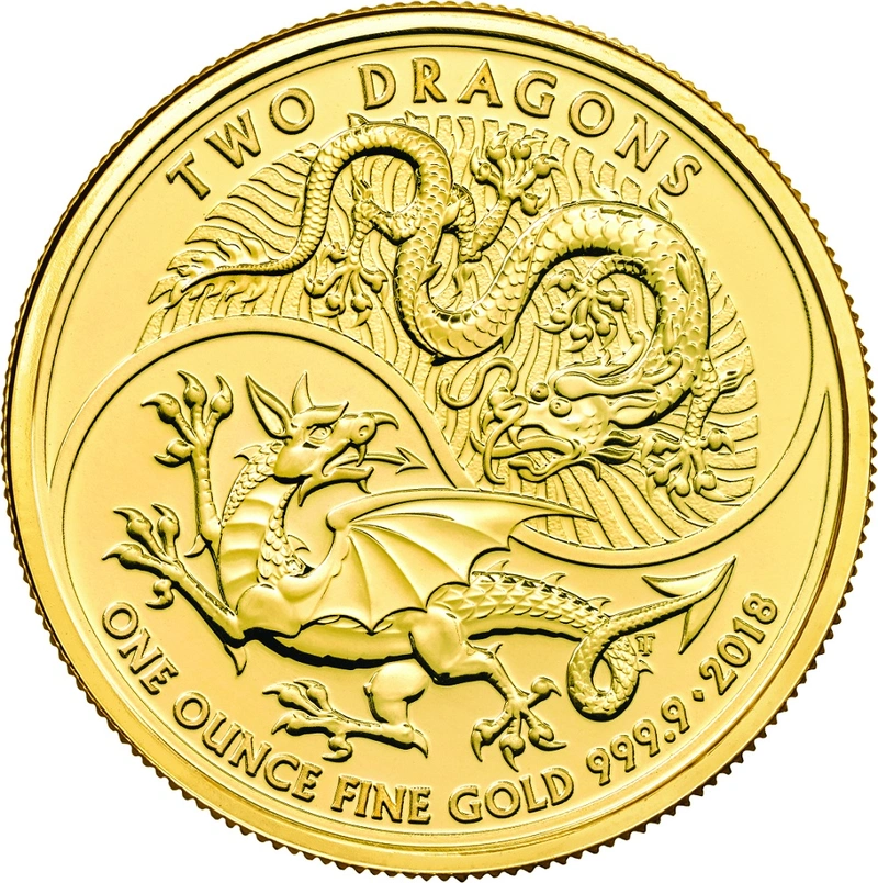 1 troy ounce gouden 'Two Dragons' munt - 2018