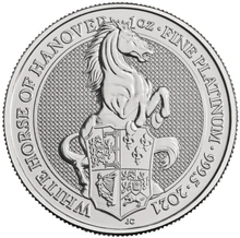 2021 1 Ons Platina White Horse of Hanover - Queen's Beast Munt
