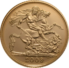 2008 gouden 1/2 Sovereign munt Elizabeth II 4de Portret