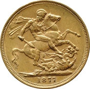 1877 Gold Sovereign - Victoria Young Head - M