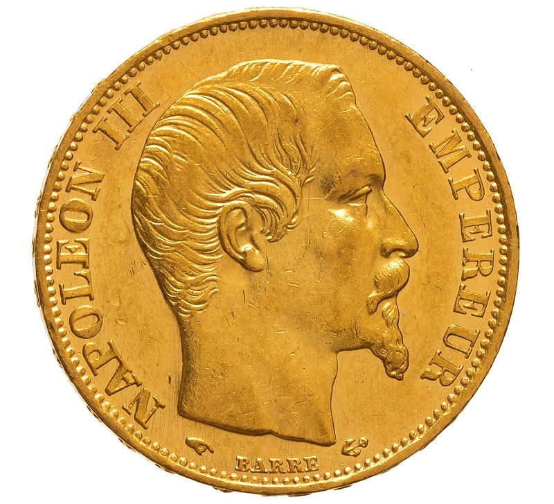1859 20 French Francs - Napoleon III Bare Head - A