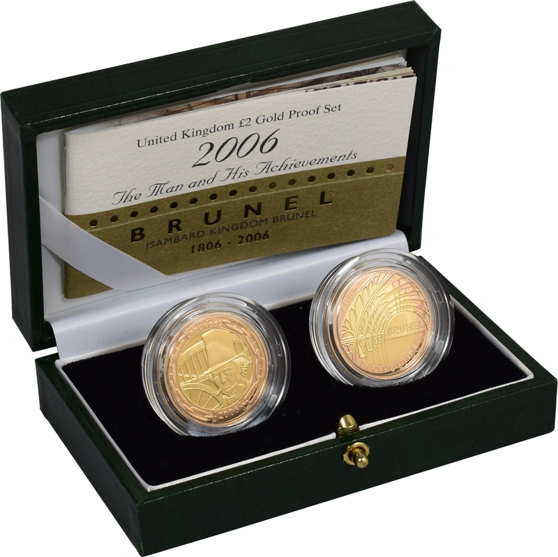 2006 Proof £2 Gold Coin Double Set Brunel the Man and his Achievements Boxed