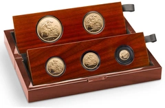 2014 Proof gouden Sovereign 5-munten set in doos