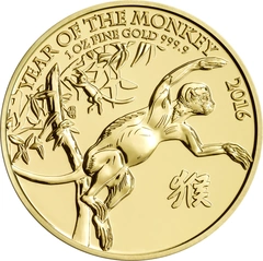 2016 1 troy ounce gouden Royal Mint Lunar munt Year of the Monkey