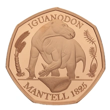 2020 Dinosaurussen Collectie Iguanodon Vijftig Pence Proof Gouden Munt In doos