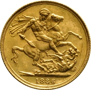 1886 Gold Sovereign - Victoria Young Head - S