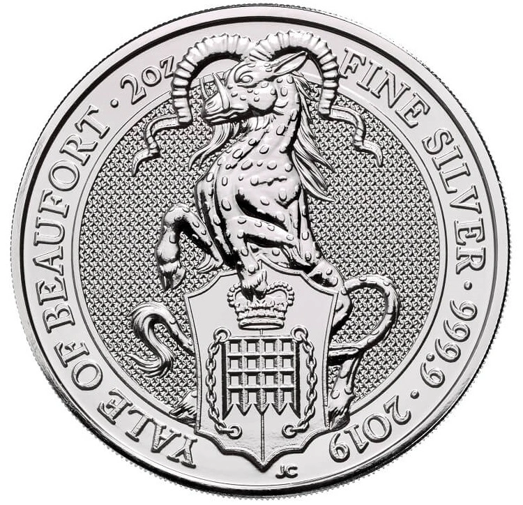 2 troy ounce zilveren Queen's Beast munt - Yale of Beaufort - 2019