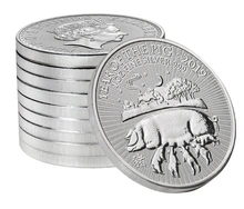 1 troy ounce zilveren Lunar UK munt - Varken - 2019