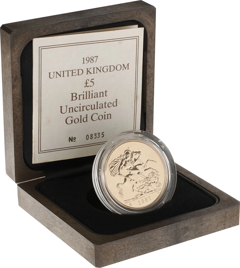 Brilliant Uncirculated Gold 1987  Five Pound Sovereign