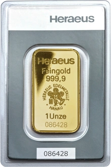 1 troy ounce goudbaar - Heraeus
