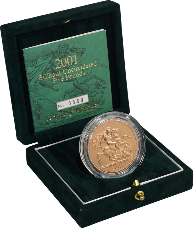 2001 Gold £5 Coin Brilliant Uncirculated Boxed