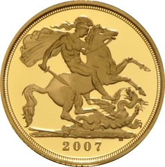 2007 Proof gouden 1/2 Sovereign munt Elizabeth II 4de Portret