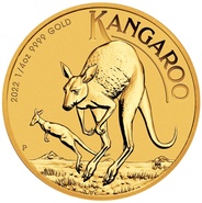 2022 Kwart Oz Gouden Australian Kangaroo Munt