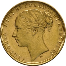 1878 Gold Sovereign - Victoria Young Head - M