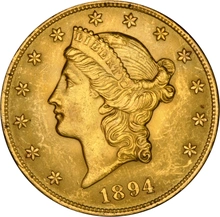 1894 gouden American Double Eagle (20 Dollar) munt Liberty Head Philadelphia