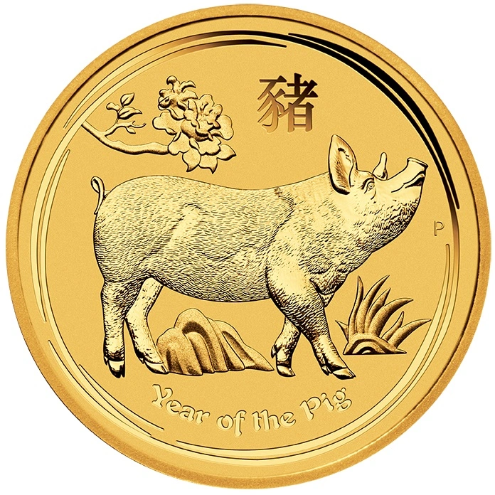1/4 troy ounce gouden Lunar munt 2019 - Jaar van het varken