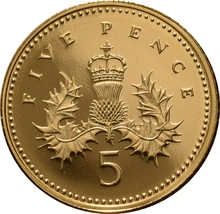 Gouden Vijf Pence Munt