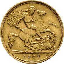 1907 gouden 1/2 Sovereign munt Edward VII Melbourne