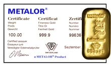 100 gram goudbaar - Metalor