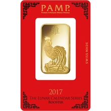 PAMP 1oz 2017 Year of the Rooster Gold Bar