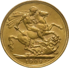1909 gouden Sovereign munt Edward VII Londen