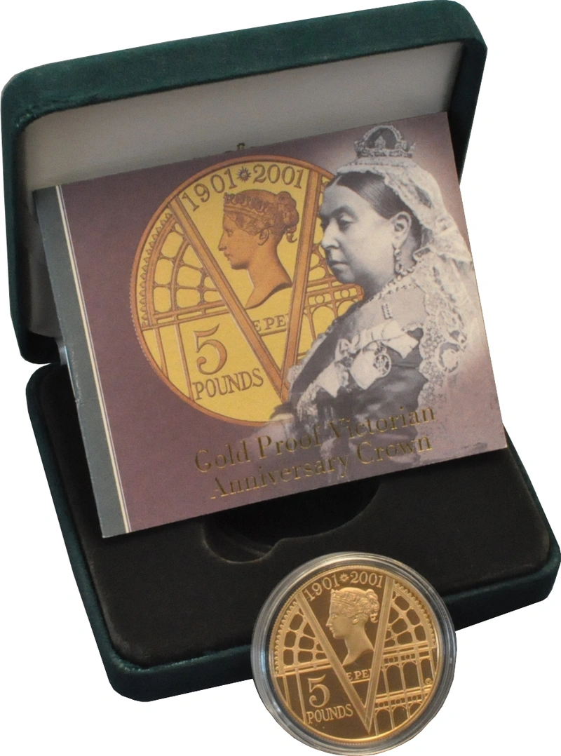 2001 - Gold Five Pound Proof Coin, 100th Victoria Anniversary