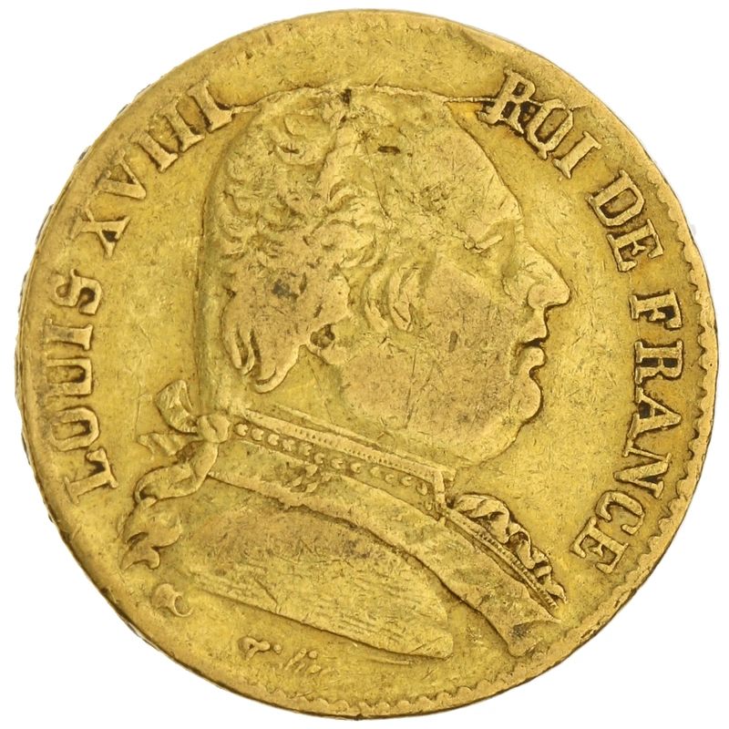 1814 20 French Francs - Louis XVIII Uniformed Bust - L