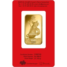 1 troy ounce goudbaar PAMP - Rat - 2020