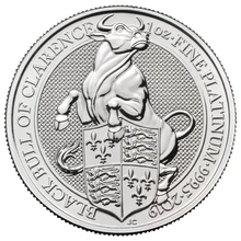 1 troy ounce platina Queen's Beast munt 2019 - Black Bull of Clarence
