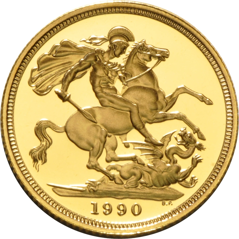 1990 Proof Sovereign Elizabeth Third head No box or certificate