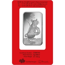 1 troy ounce zilverbaar PAMP - Rat - 2020