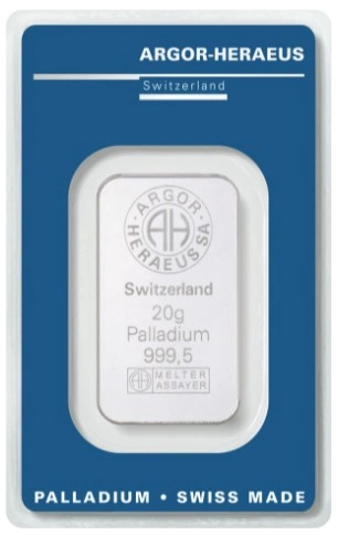 Argor-Heraeus 20 Gram Palladiumbaar