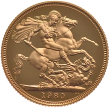 1980 Gold Sovereign - Elizabeth II Decimal head - Proof No box