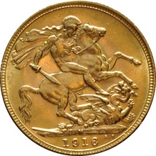 1916 Gold Sovereign - King George V - M