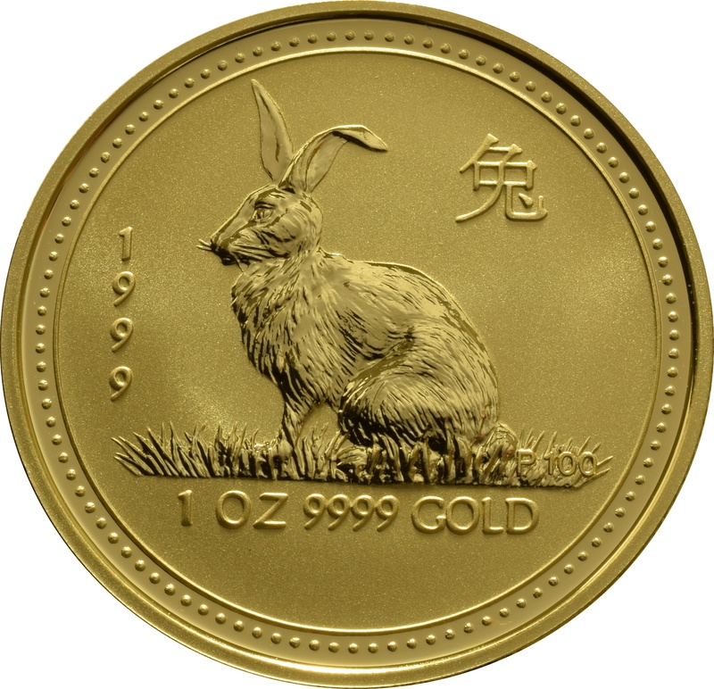 1999 1oz Gold Australian Lunar Year of the Rabbit