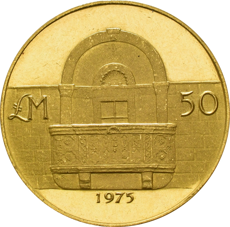 1975 Maltese Stone Balcony £50 Gold Proof Coin