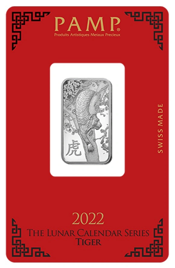 2022 PAMP 10 Gram Year of the Tiger Zilverbaar