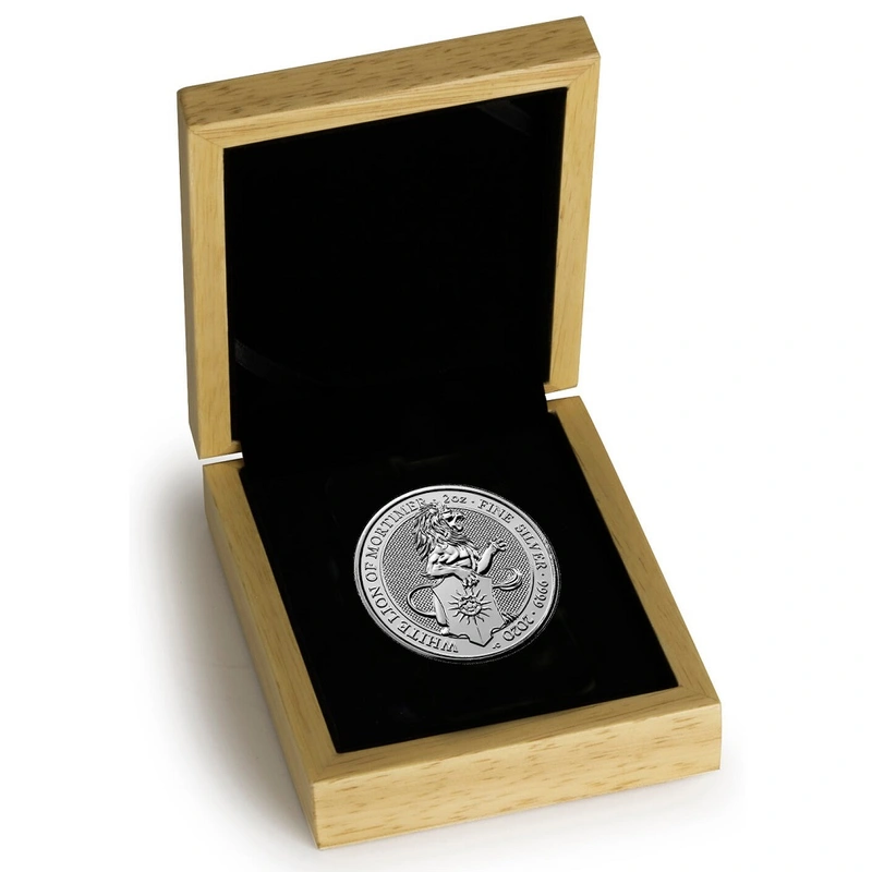 2 troy ounce zilveren Queen's Beast - White Lion of Mortimer - 2020 (box)