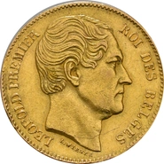20 Belgian Franc Leopold I  plain head