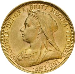 gouden Sovereign munt Victoria Oud Gesluierd Portret