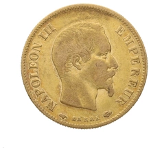10 French Francs - Napoleon III (Bare Head) (1854 - 1860)