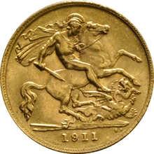 1911 Gouden Halve Sovereign - King George V - Londen