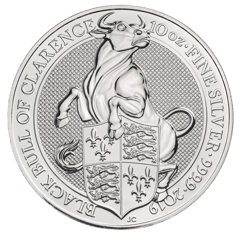 10 troy ounce zilveren Queen's Beast munt - Black Bull of Clarence - 2019