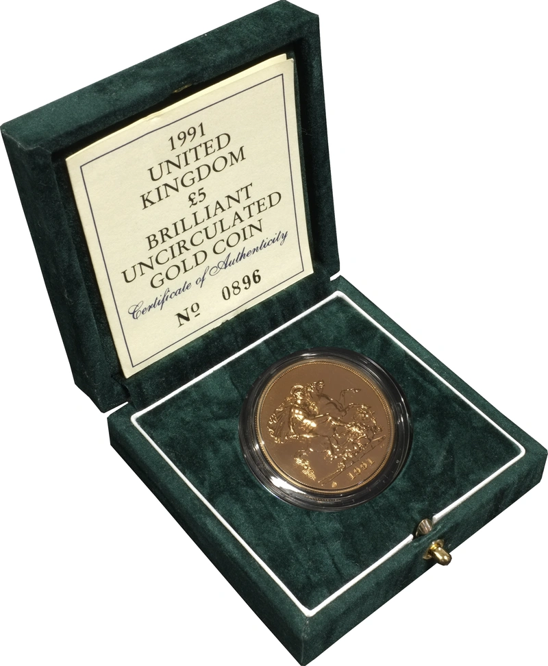 Brilliant Uncirculated Gold 1991 Five Pound Sovereign