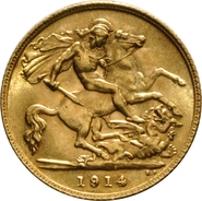 1914 Gold Half Sovereign - King George V - London