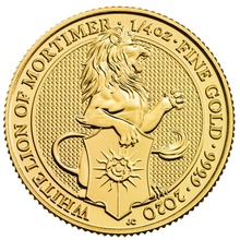 1/4 troy ounce gouden Queen's Beast - White Lion of Mortimer - 2020 (box)